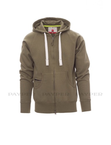 Sweat de travail zippé capuche Dallas Payper vert militaire vue 1