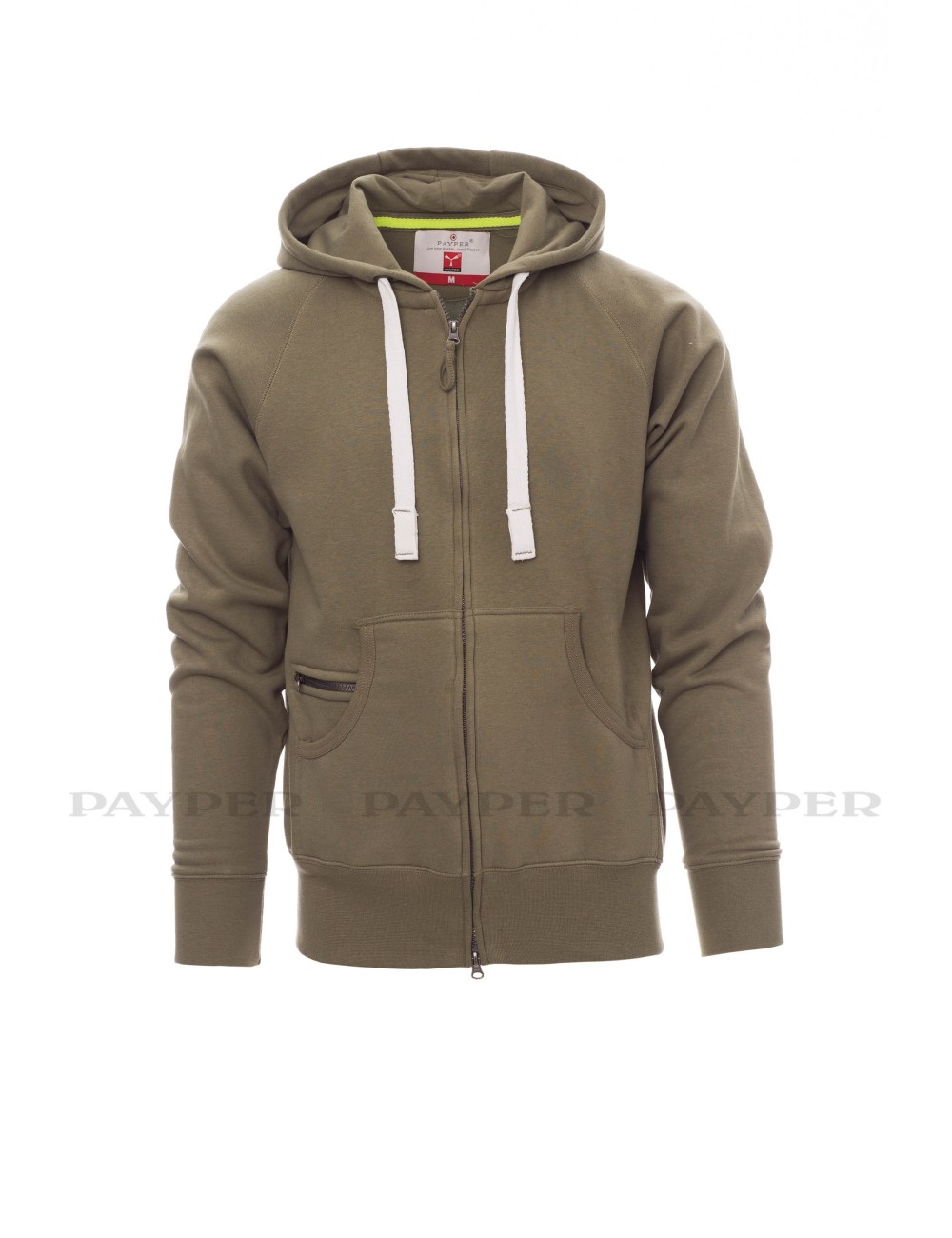 Sweat de travail zippé capuche Dallas Payper vert militaire vue 1