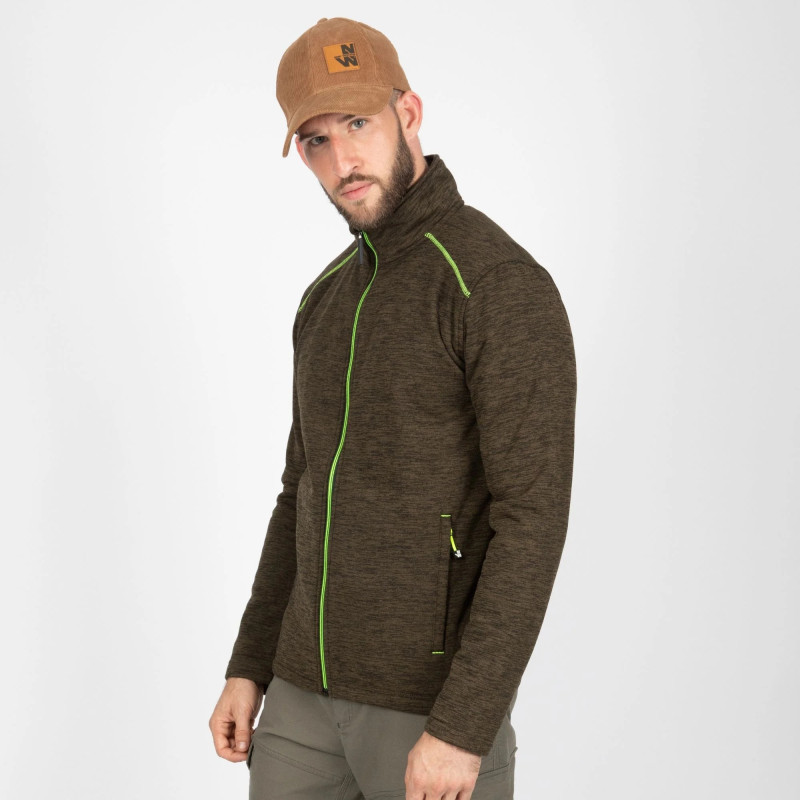 Gilet de travail maille doublee polaire col montant Lenny Nine Worths kaki 1