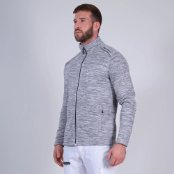 Gilet de travail maille doublee polaire col montant Lenny Nine Worths gris 1