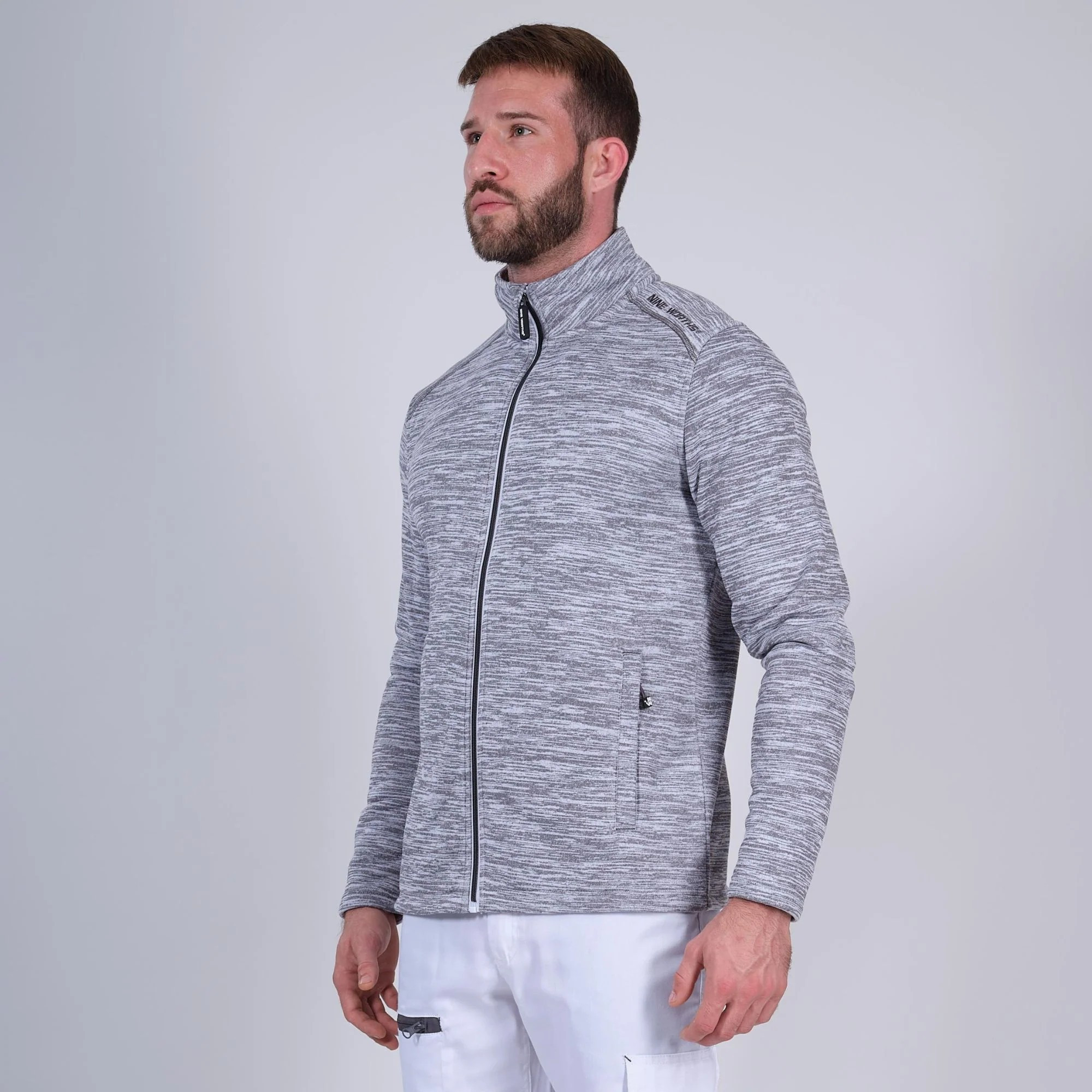 Gilet de travail maille doublee polaire col montant Lenny Nine Worths gris 1