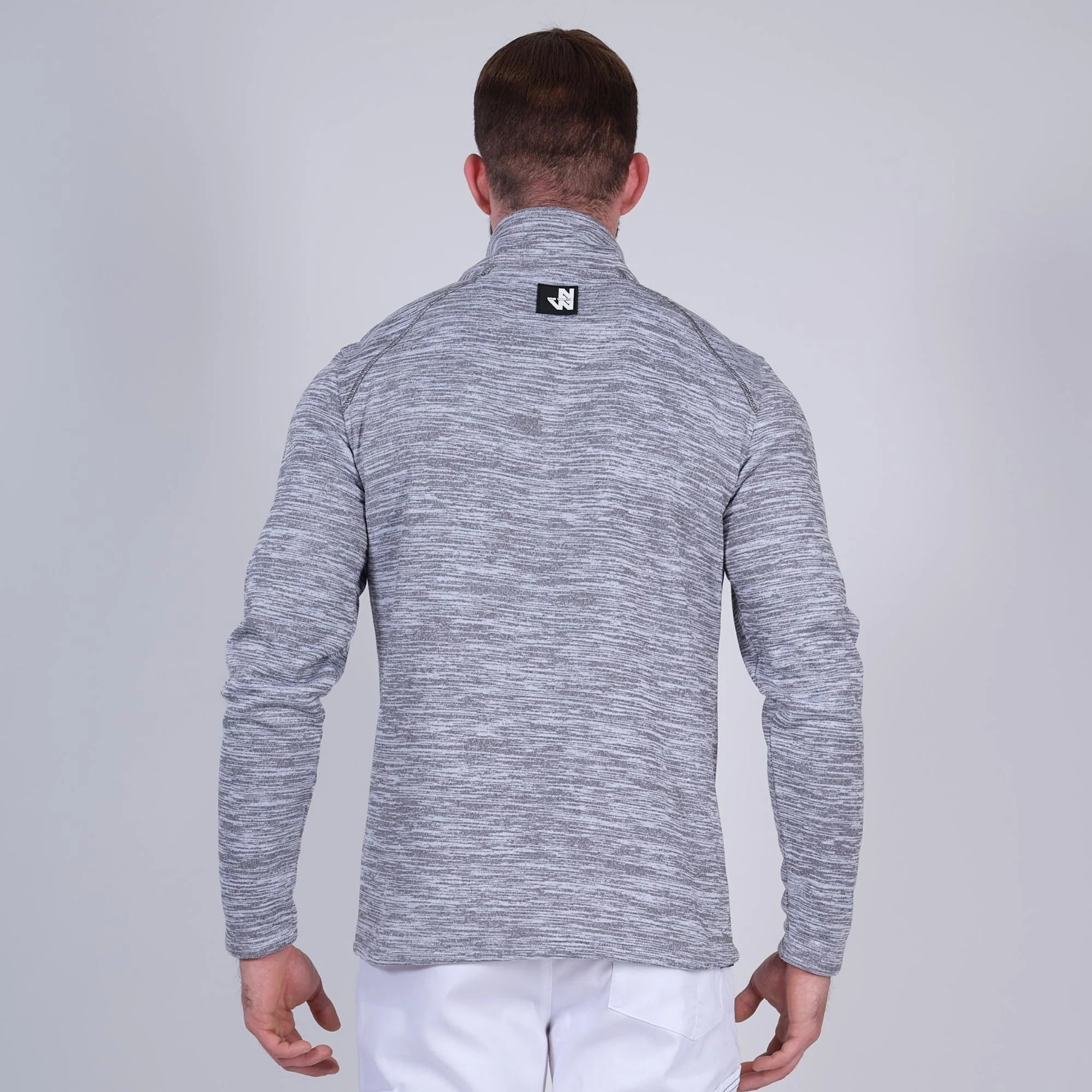 Gilet de travail maille doublee polaire col montant Lenny Nine Worths gris 1