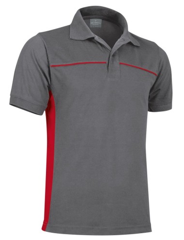 Polo travail manches courtes Thunder cotepro gris/rouge