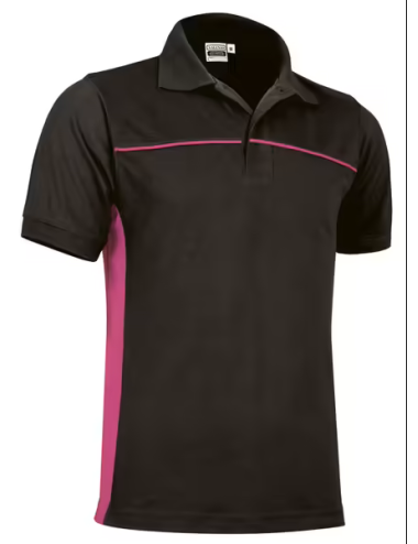 Polo de travail femme noir et rose Thunder | Cotepro
