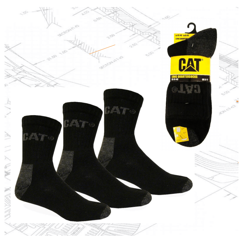 Coolmax fils dexcellente qualité en polyester résistantes aux chocs Caterpillar 3 Paires de chaussettes de travail CAT adaptées aux 4 saisons 