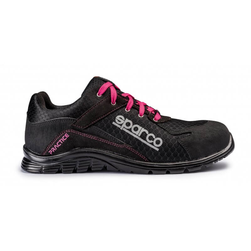 Basket sécurité Sparco femme practice S1P noir rose côté droit - Côté Pro