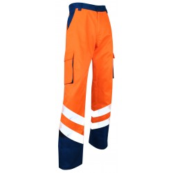 Pantalon haute visibilite Balise EN ISO 20471 bleu orange cotepro