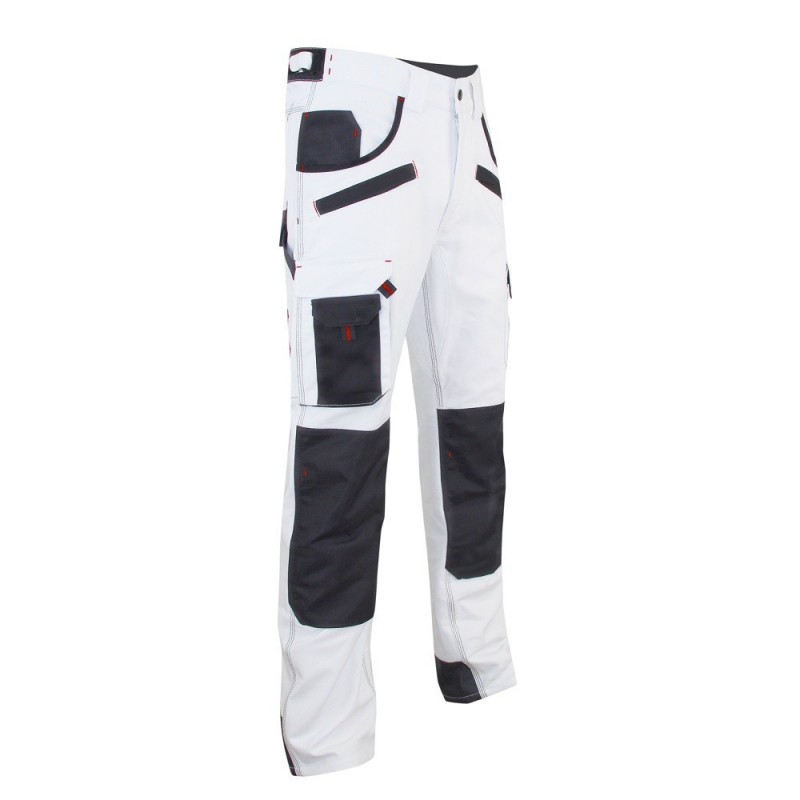 Pantalon travail blanc poches genoux Aerosol LMA cotepro