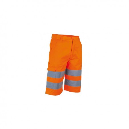 Bermuda haute visibilite EN ISO 20471 orange fluo cotepro