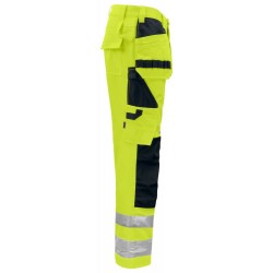 Pantalon haute visibilite poches flottantes 6531 Projob jaune cotepro vue 2