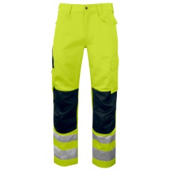 Pantalon haute visibilite poches genoux 6532 Projob jaune cotepro