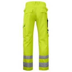 Pantalon haute visibilite poches genoux 6532 Projob jaune cotepro vue 1