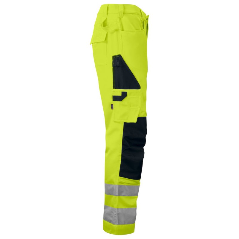 Pantalon haute visibilite poches genoux 6532 Projob jaune cotepro