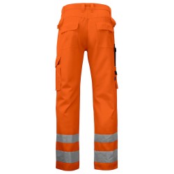 Pantalon haute visibilite poches genoux 6532 Projob orange cotepro vue 1