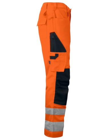 Pantalon haute visibilite poches genoux 6532 Projob orange cotepro vue 2