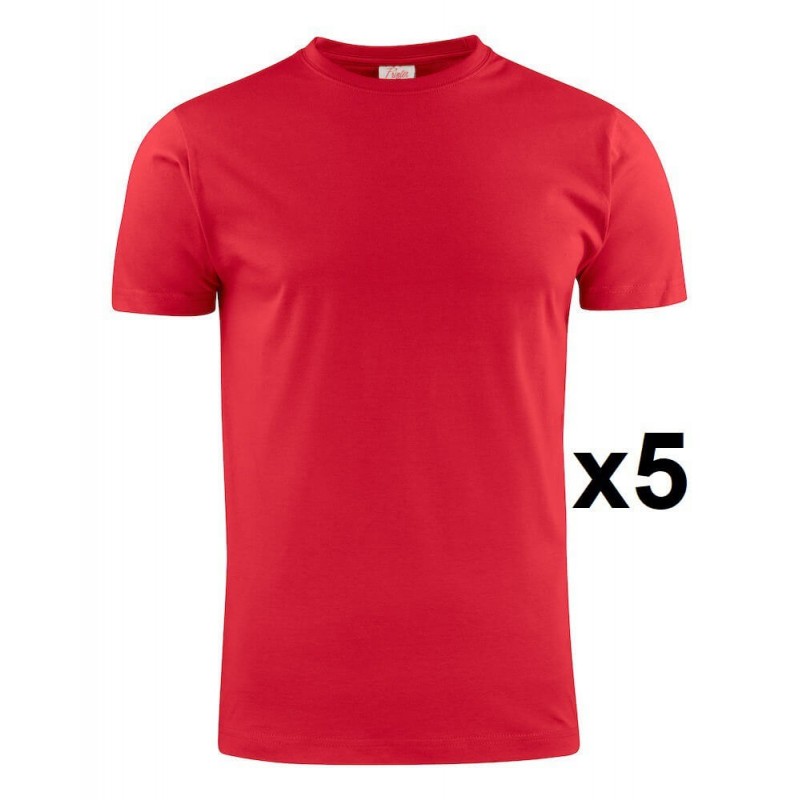 Tee shirt manches courtes rouge Heavy RSX lot 5 cotepro