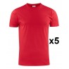 Tee shirt manches courtes rouge Heavy RSX lot de 5