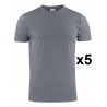 Tee shirt manches courtes gris Heavy RSX lot de 5