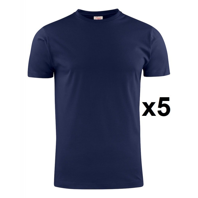 Tee shirt manches courtes marine Heavy RSX lot 5 cotepro