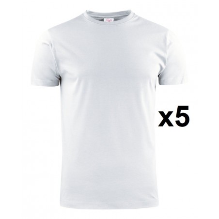 Tee shirt manches courtes blanc Heavy RSX lot 5 cotepro