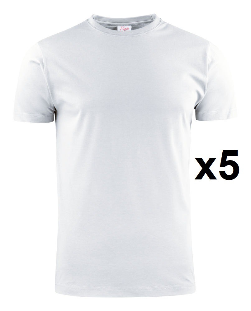 Tee shirt manches courtes blanc Heavy RSX lot 5 cotepro