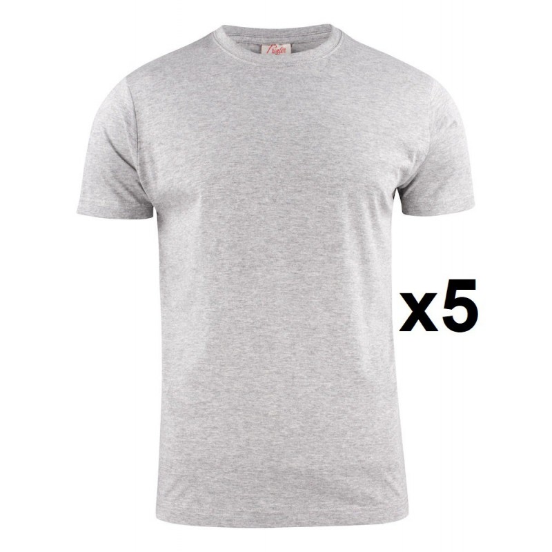 Tee shirt manches courtes eco gris light RSX lot 5 cotepro