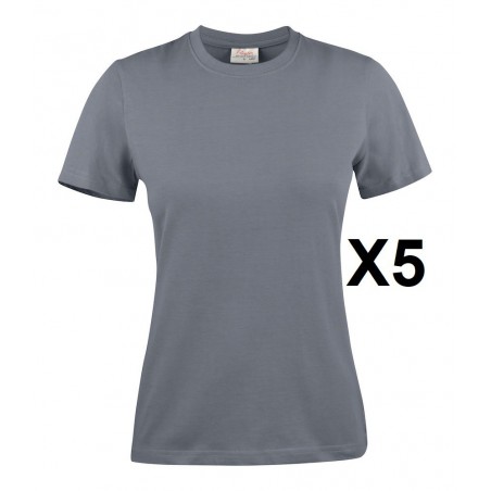 Tee shirt manches courtes femme gris Heavy RSX lot 5 cotepro