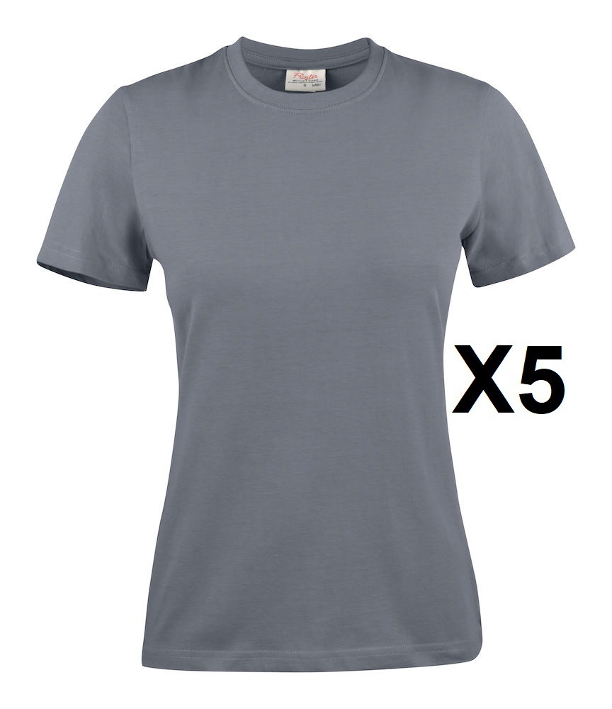 Tee shirt manches courtes femme gris Heavy RSX lot 5 cotepro