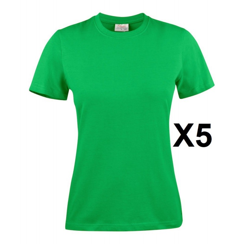 Tee shirt manches courtes femme vert Heavy RSX lot 5 cotepro