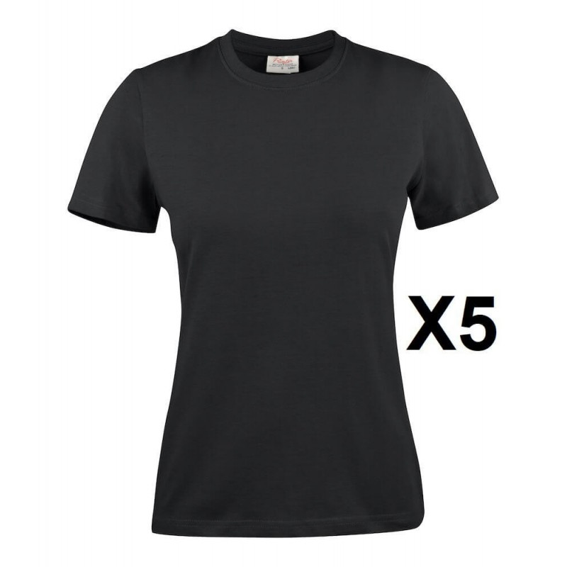 Tee shirt manches courtes femme noir Heavy RSX lot 5 cotepro