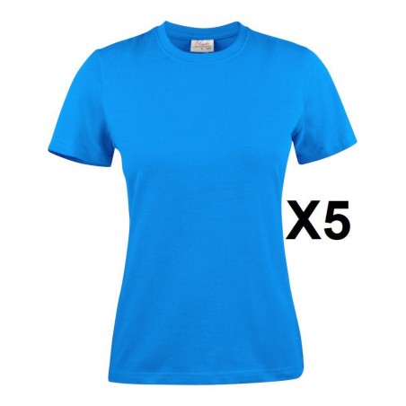 Tee shirt manches courtes femme bleu Heavy RSX lot 5 cotepro