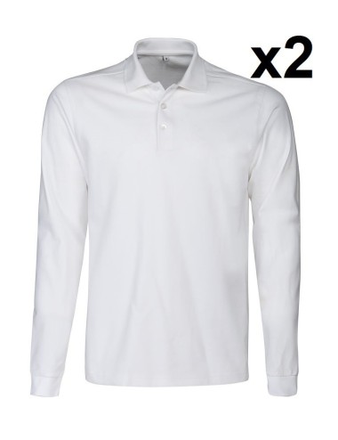 Polo pique manches longues lot 2 Surf RSX Printer cotepro blanc