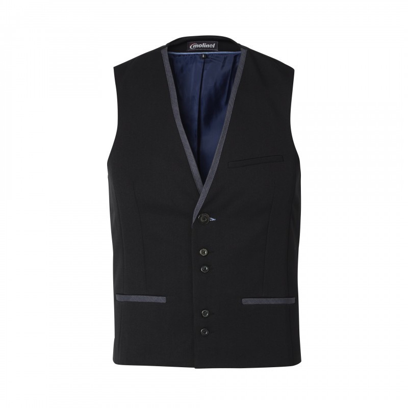 Gilet service homme bar hotellerie fitn blue Molinel cotepro