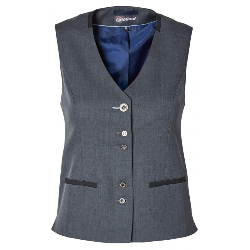 Gilet service femme bar hotellerie fitn blue Molinel cotepro gris