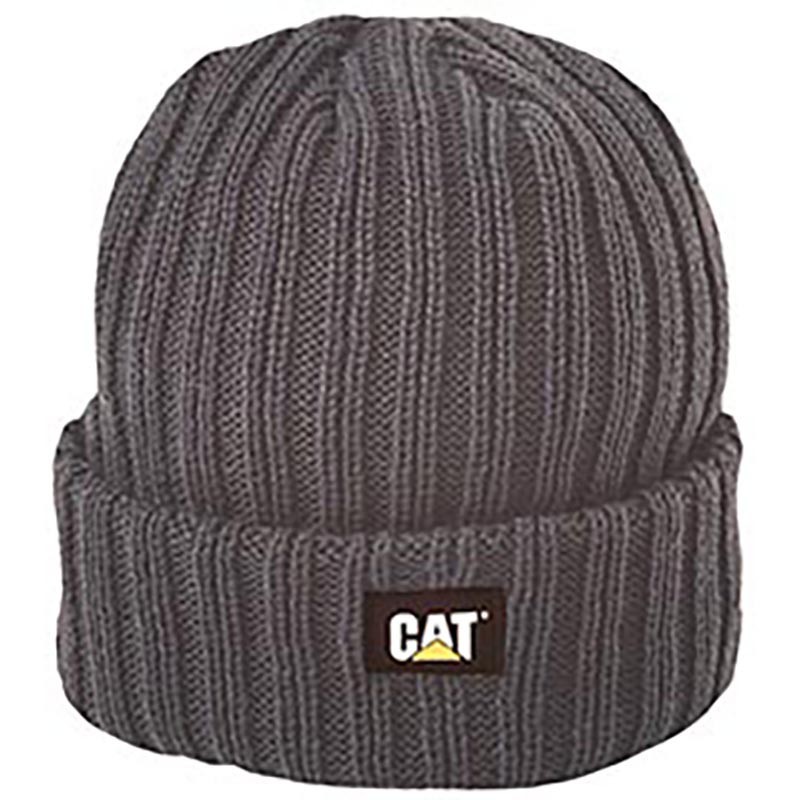 Bonnet tricote homme noir C-443 avec logo CAT  cotepro gris