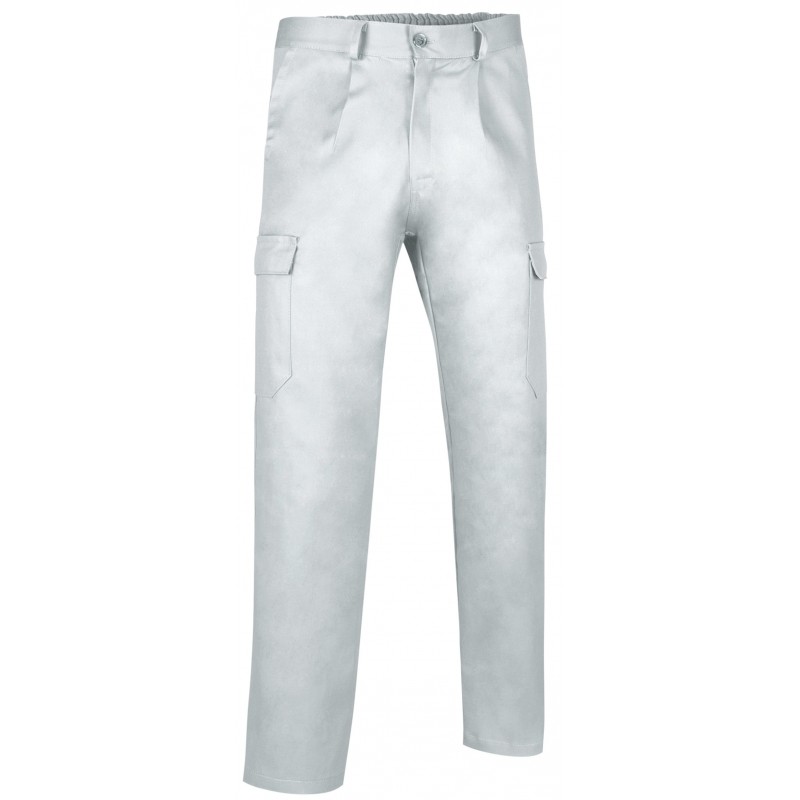 Pantalon travail multipoches eco Caster Valento cotepro blanc