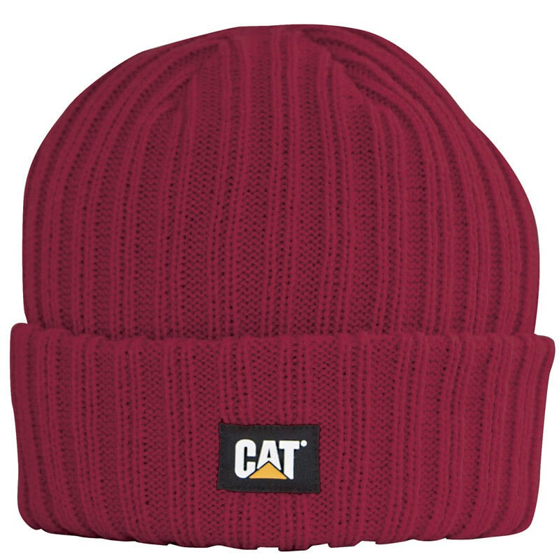 Bonnet tricote homme noir C-443 avec logo CAT  cotepro bordeaux