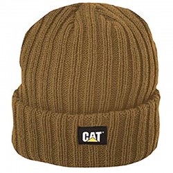 Bonnet tricote homme noir C-443 avec logo CAT  cotepro marron