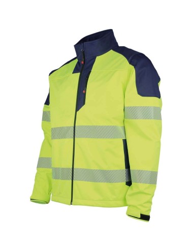 Veste softshell haute visibilite visiofit DMD cotepro marine jaune