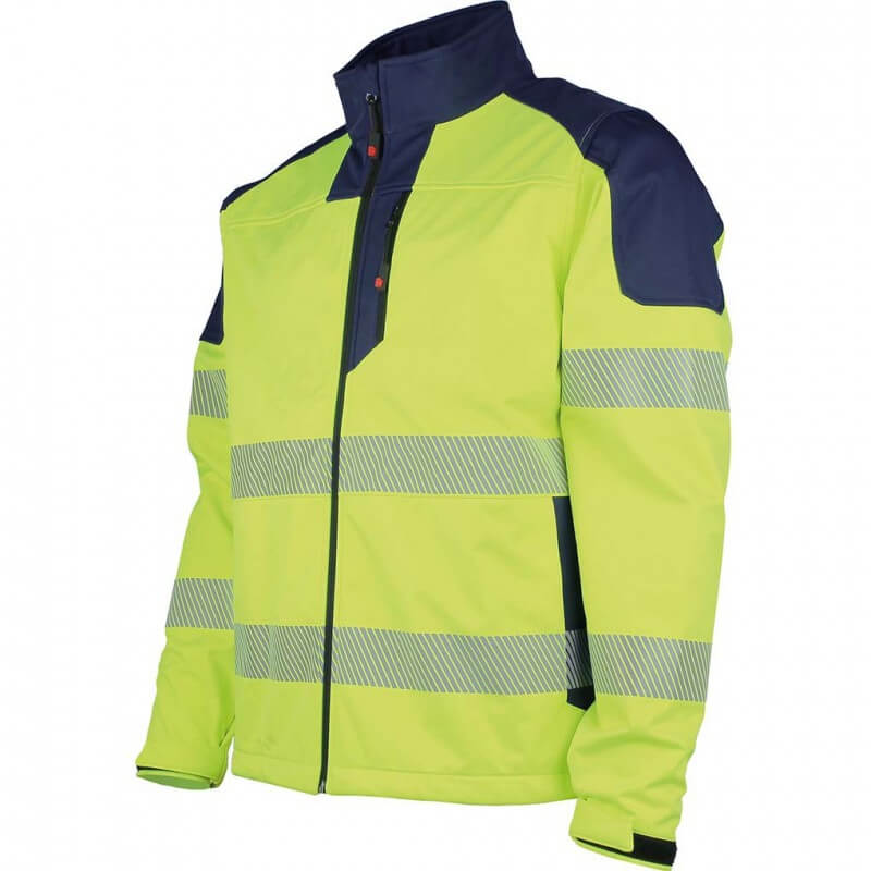 Veste softshell haute visibilite visiofit DMD cotepro marine jaune