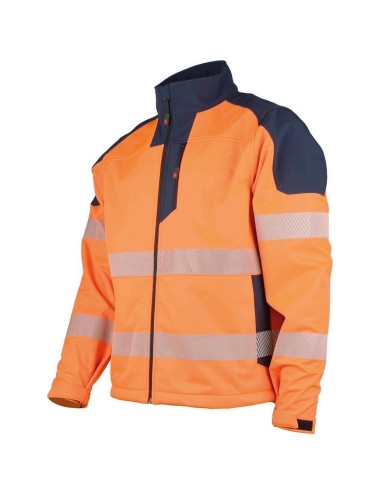 Veste softshell haute visibilite visiofit DMD cotepro marine orange