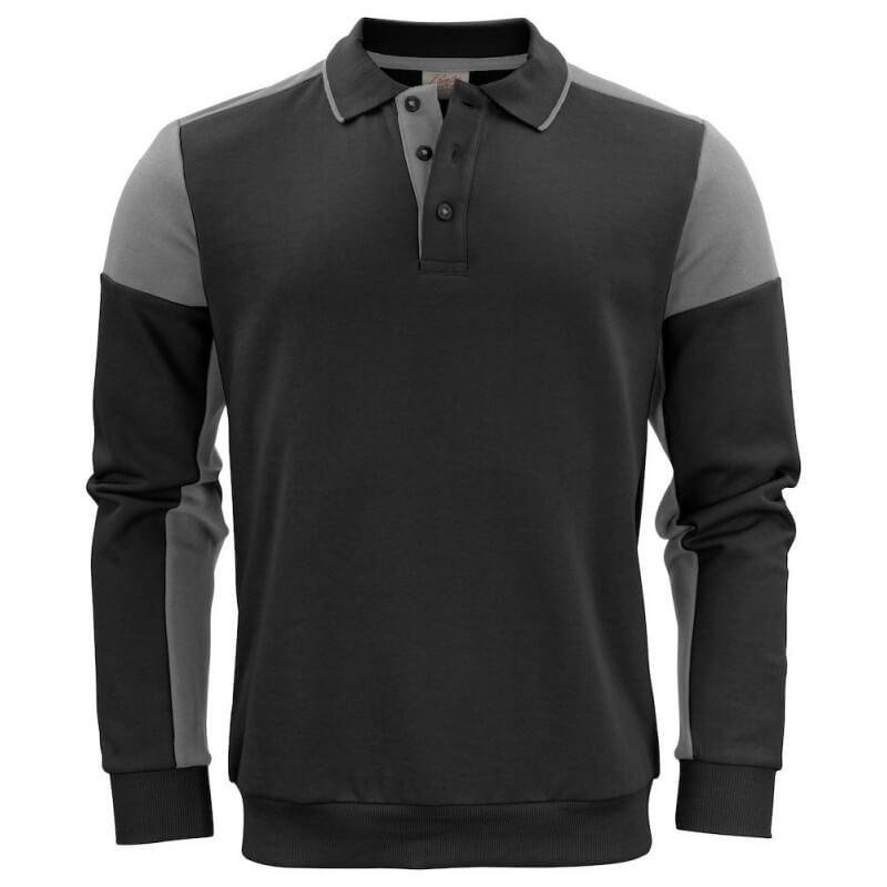 Sweat bicolore homme col polo Prime Printer cotepro gris