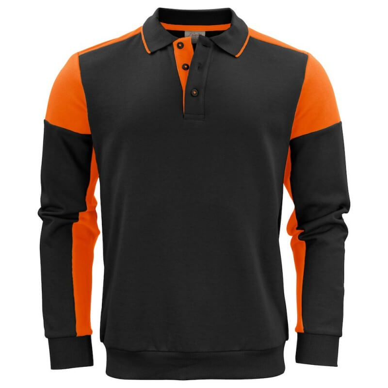 Sweat bicolore homme col polo Prime Printer cotepro orange