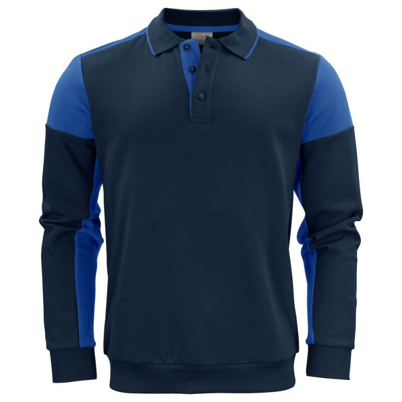 Sweat bicolore homme col polo Prime Printer cotepro bleu