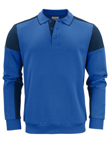 Sweat bicolore homme col polo Prime Printer cotepro bleu