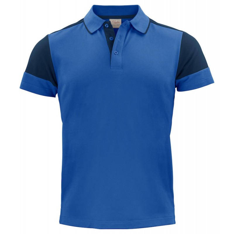 Polo bicolore homme manches courtes Prime Printer cotepro bleu