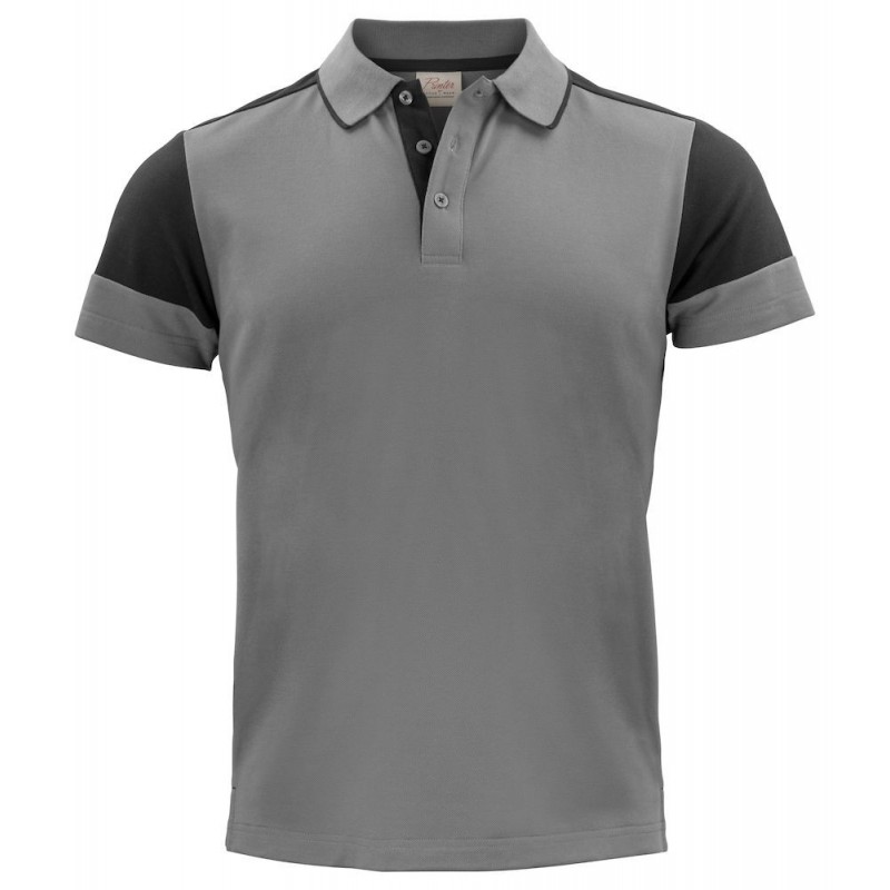 Polo bicolore homme manches courtes Prime Printer cotepro gris