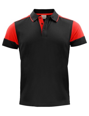 Polo bicolore homme manches courtes Prime Printer cotepro rouge