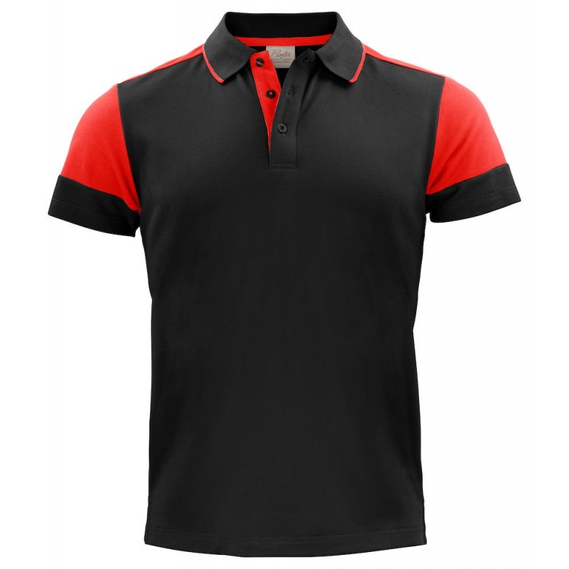 Polo bicolore homme manches courtes Prime Printer cotepro rouge