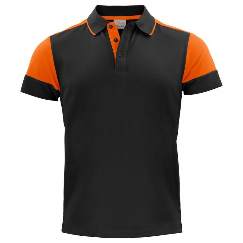 Polo bicolore homme manches courtes Prime Printer cotepro orange